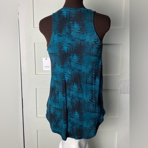 Josie Natori Tank Top Layering Elements DTB Turquoise Black Size XS - Picture 2 of 8